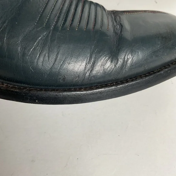 Vintage 1980s Lucchese San Antonio Navy Blue Cowboy Boots Men’s 9 B | Women’s 10 - Picture 13 of 16